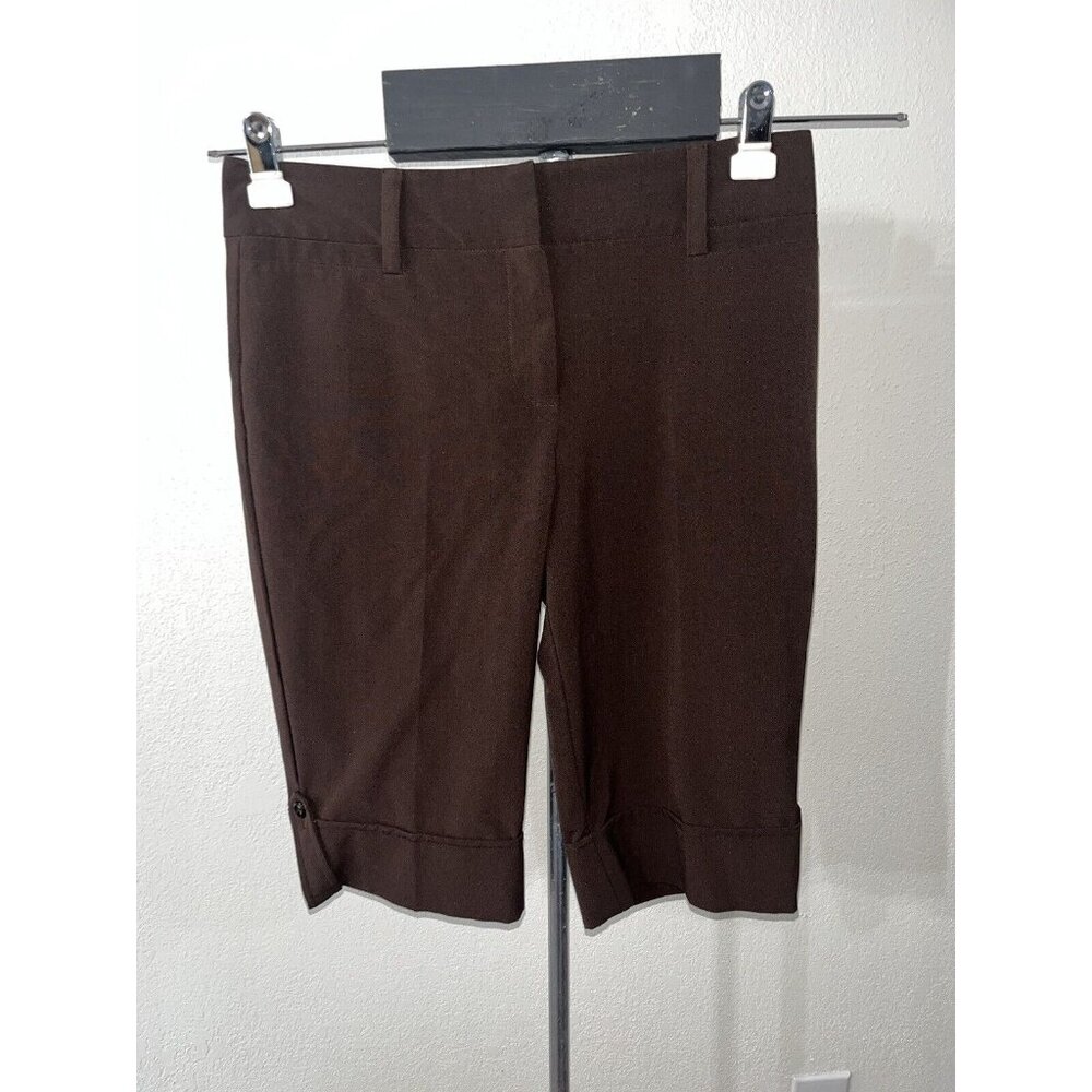 By Choice Capri Pants women 9 30X14 Brown Polyester Blend Cuffed Stretch